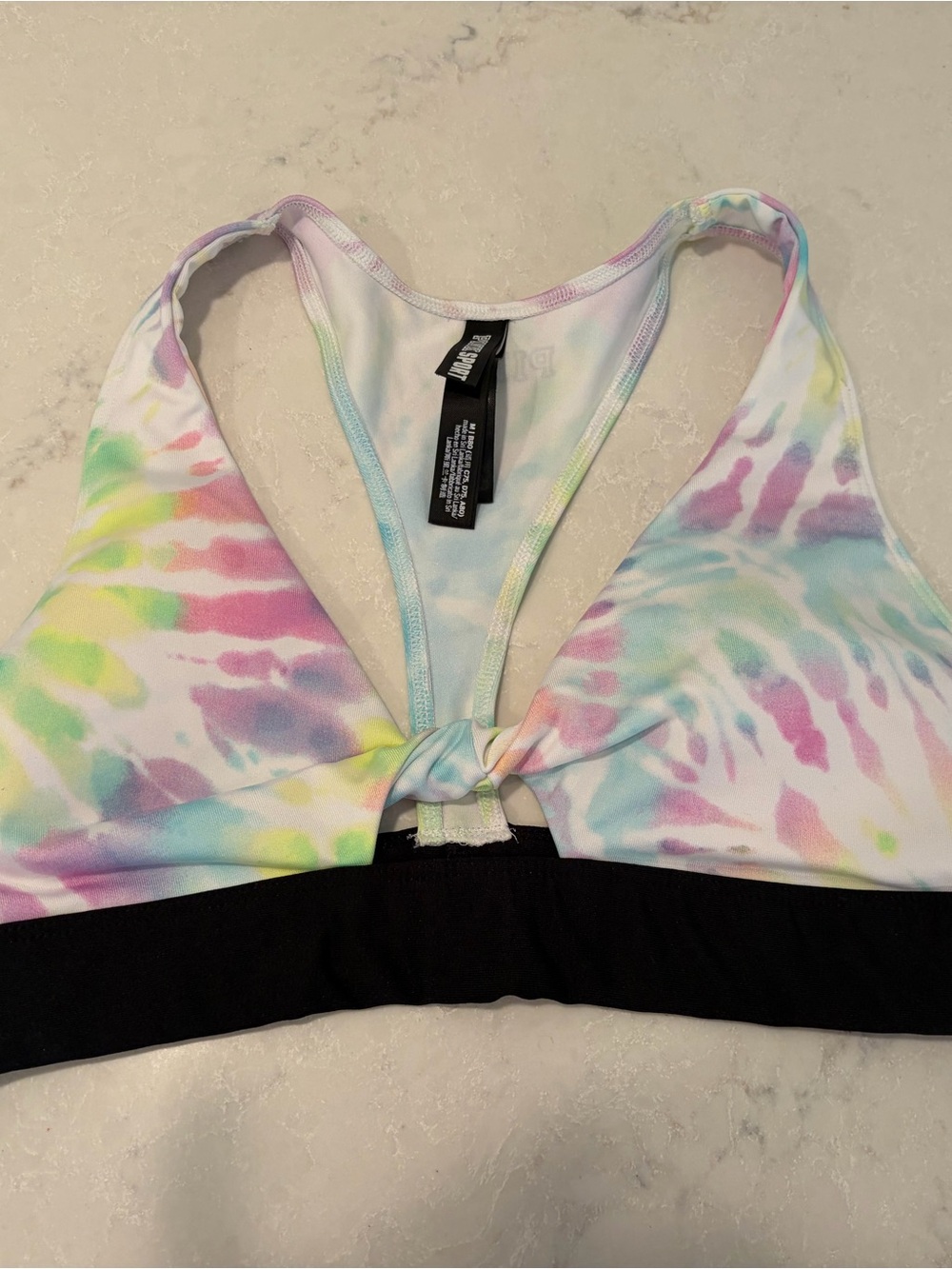 PINK- Pastel Tie-Dye Racerback Sports Bra size M